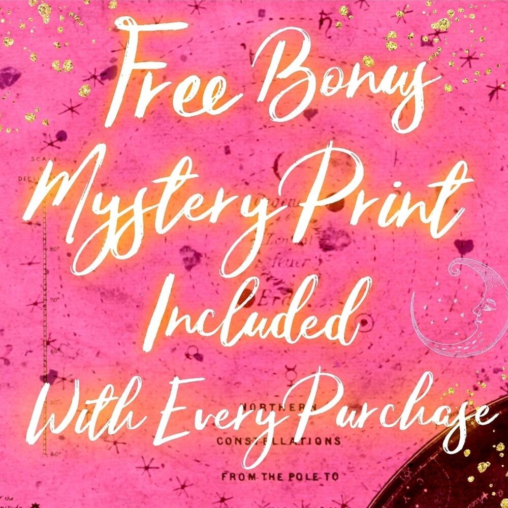 Lady Kissing Moon Vintage Surreal Painting Moon Star Celestial Art Print - Picture 3 of 4